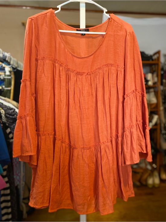 Cocomo Tops - Cocomo Burnt Orange Tiered Peasant Tunic